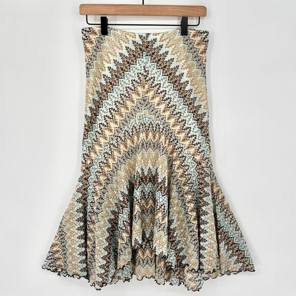 Banana Republic Boho Blue and Brown Flowy Midi Skirt Size XS - Picture 1 of 6